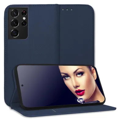 Produktbild von Bookstyle Schutzhülle Klapphülle Schutztasche Etui Cover für Samsung Galaxy S21 Ultra 5G (G998, 6.8'') - Blau
