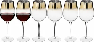 Produktbild von Weinglaser Gold - 6x Stuck - 380ml - Glas - transparent/gold - rot oder weis