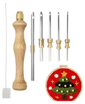 Produktbild von Stanznadelzubehör - Punchnadel mit Holzgriff für Wandteppiche, geeignet für Anfänger und Weihnachtsprojekte