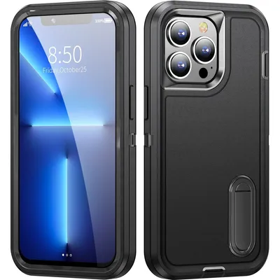 Produktbild von Mobigear Rugged Stand iPhone 14 Hülle Hardcase Backcover Stoßfest mit Ständer - Schwarz
