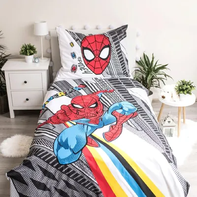 Image de Spiderman linge de lit douillet de coton, 140x200 cm & 70x90 cm