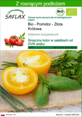 Zdjęcie produktu dla SAFLAX - Bio - Pomidor - Złota Królowa - 15 Nasiona - Z podłożem uprawowym wolnym od zarazków - Solanum lycopersicum