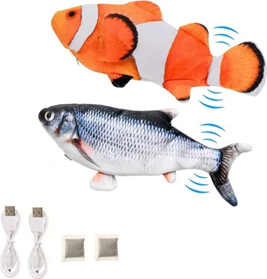 Produktbild von Interaktives Katzenspielzeug in Fischform Plüsch mit Katzenminze 2 Stk