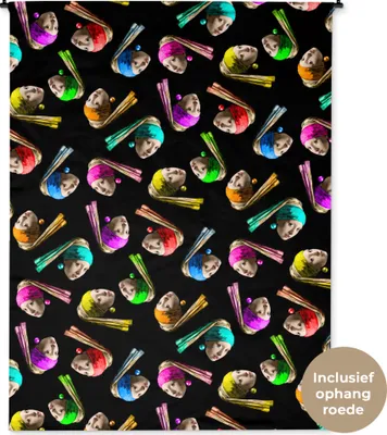 Produktbild von MuchoWow® Wandteppich Wandbehang Girl with a Pearl Earring - Muster - Regenbogen 150x200 cm Tapisserie Dekoration Wandtuch - Wandaufhängung - Moderner