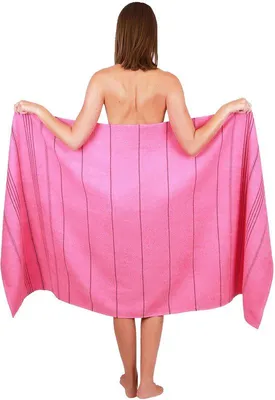 Imagen del producto de Unyqoos® Toalla de playa y de baño XXL, 90 x 180 cm, 100% algodón, a rayas, varios colores, con ojales para colgar, lavable a 60°C, apta para secadora