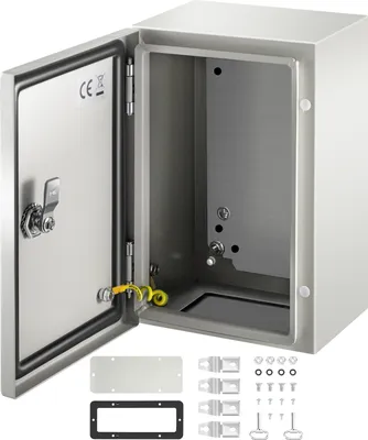 Obrázok produktu pre Priemyselná skriňa NEMA, 30 x 20 x 15 cm Oceľová rozvodná skriňa NEMA 4X, vodotesná a prachotesná, IP66, elektrická prípojná skriňa na vonkajšie/vnútorné použitie, s montážnou doskou