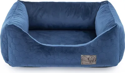 Immagine prodotto di Esclusivo letto per cani | Letto per cani, cesto per cani con cuscino | Dimensioni: L - 87 x 76 x 20 cm | Colore: velluto blu scuro