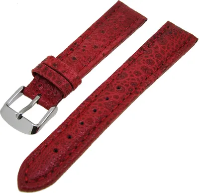 Produktbild von Uhrenarmband Lederband Rot Kroko 18mm Dornschließe Silber NEU
