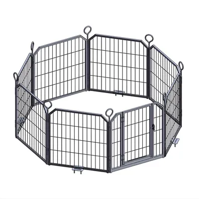 Produktbild von Hundelaufstall 8 Panels 80 cm – Faltbarer Welpenauslauf Indoor & Outdoor mit Tragetasche – Schwarz