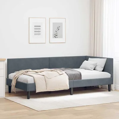 Produktbild von "Schlussverkauf" Einzelbett 1 PLACE - EckBettgestell einzel - mit Kopfteil - Dunkelgrau 90 cmx190 cm C2981