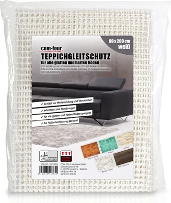 Produktbild von COM-FOUR® Antirutschmatte für den Teppich - Teppichunterlage 200x80 cm - Teppichstopper - rutschfeste Matte in weiß - zuschneidbare Schubladenmatte