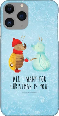 Produktbild von Mr. & Mrs. Panda Iphone 11 Pro Handyhülle Nachtfalter Schneemann - Eisblau - Geschenk, Premium Kunststoff, Weihnachtsgruß, Winter, Weihnachten, Handy Case, Bauen, Schnee