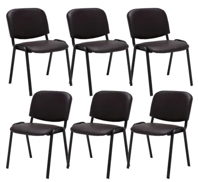 Produktbild von CLP 6er Set Besucherstuhl Ken Kunstleder stapelbar mit einer Sitzhöhe von 44 cm braun