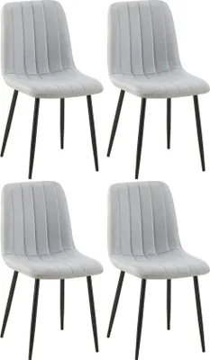 Immagine prodotto di set di 4 sedie - sedie da pranzo - comoda seduta trapuntata. Colore: Grigio | Materiale: Polvere