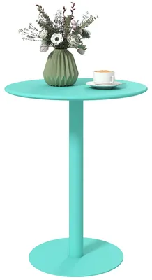 Produktbild von Runder Esstisch fš¹r 2 Personen, Kš¹chentisch aus Stahl fš¹r drinnen und drau?en, ? 60 x 72 cm, Grš¹n