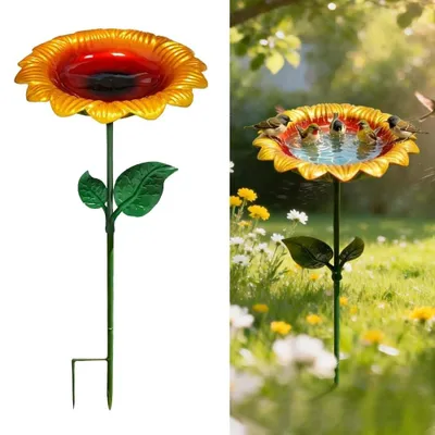 Imagen del producto de Bañera para pájaros de metal con estaca para jardín
