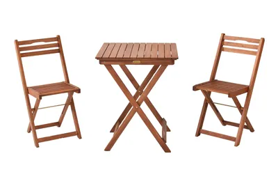 Produktbild von Merxx Balkonset Porto 3tlg., 2 Klappstühle, Klapptisch 60 x 60 cm - Eukalyptus