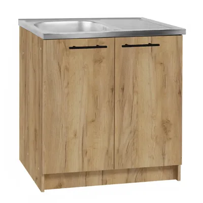 Produktbild von Stamar | Küchenunterschrank, mit Spüle, 80 cm, Eiche Gold, mit Armatur und Siphon