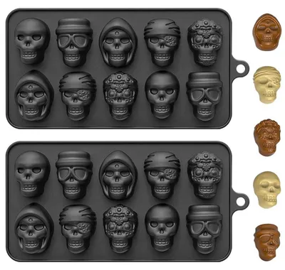 Produktbild von 2 Stück Totenkopf Silikonform Halloween Backform Kuchenform Schokoladenform