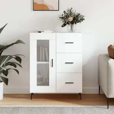 Image de vidaXL Sideboard blanc brillant 69,5x34x90 cm Bois composite