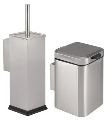 Immagine prodotto di Set di accessori da bagno Bremermann composto da due pezzi: un cestino per cosmetici da 3 litri e un set per WC, entrambi in acciaio inox.