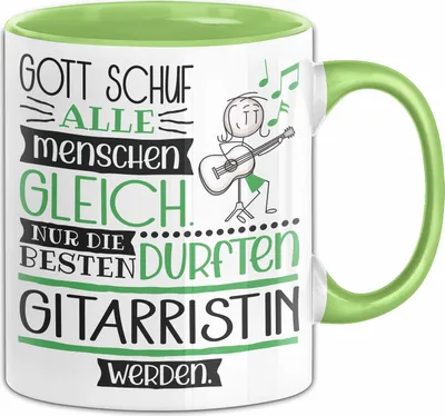 Produktbild von Gitarristin Geschenk Becher Tasse Gott Schuf Alle Menschen Gleich Nur Die Besten Durfeten Gitarristin Werden Geschenkidee Lustig (Grün)