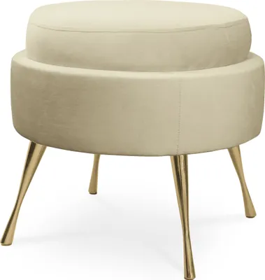 Productafbeelding van BETTSO Glamour voetenbank, voetensteun, poef, model MUSZELKA, beige met gouden poten