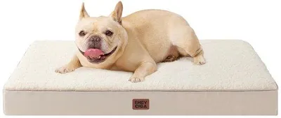 Produktbild von Kleinhundematratze mit weichem, waschbarem Kamelhaarkissen, Hundebett für den Hundebench in 76x51x9cm Größe.
