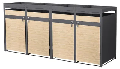 Produktbild von ML-Design Mülltonnenbox mit Pflanzdach für 4 Tonnen 240L 264x80x124 cm Stahl