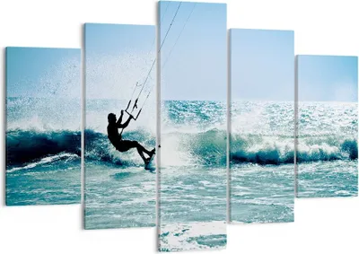 Produktbild von Bild auf Leinwand - Leinwandbild - Drachen-Surfen Wasser Ozean - 150x100cm - Wand Bild - Wanddeko - Leinwanddruck - Bilder - Kunstdruck - Wanddekoration - Leinwand bilder - Wandkunst - EA150x100-2385
