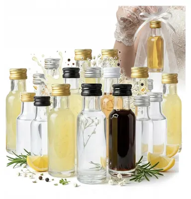 Obrázok produktu pre Bimberek Dorica, sklenené fľaštičky, 10 kusov po 20 ml, darček na svadbu, darček pre hostí