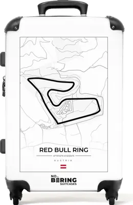 Produktbild von NoBoringSuitcases.com® Großer Koffer - Rennstrecke - F1 - Red Bull Ring - Weiß - Österreich - Kombinationsschloss TSA - Hartschalen Trolley 4 Rollen - 72 liter - Reisekoffer - 66 cmKoffer Mittelgroß 67x43x25 cm, 72L,