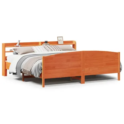Produktbild von Massivholzbett ohne Matratze Wachsbraun 200x200 Kiefernholz