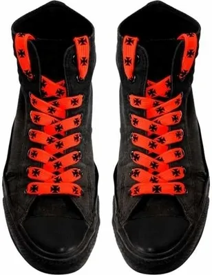 Produktbild von Schnürsenkel Neon Orange Kreuz, Shoelaces neon orange cross