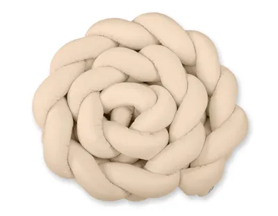 Image de Coussin de protection tressé pour lit XXL beige 360cm en coton de haute qualité