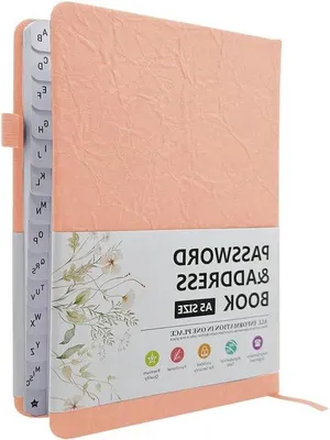 Image de Carnet de mots de passe avec tableaux alphabétiques - Carnet d'adresses B6 avec index A-Z - Carnet de notes et gestionnaire de mots de passe - Capacité de 480 mots de passe - Élastique - Nombreux critères de recherche - 13 x 19 cm