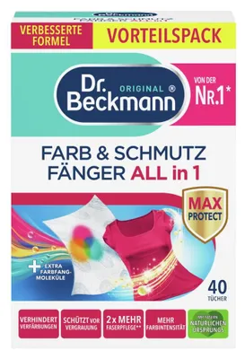 Produktbild von Dr. Beckmann Farb- und Schmutzfänger, 3in1 Farbfangtücher, unparfümiert, 40 Tücher für Verfärbungsschutz