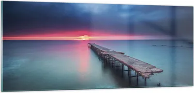 Produktbild von Bilder auf glas - Einteilig - Brücke Meer Landschaft - 100x40cm - Glasbilder - Wandbilder - Bilder - zum Aufhängen bereit - Wanddekoration aus Glas - Glas Bilder - Wandbild auf Glas - GAB100x40-4955
