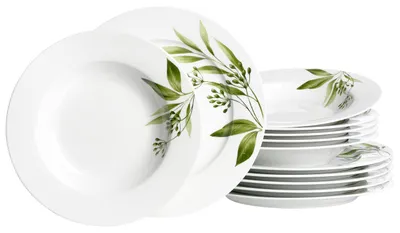 Obrázek produktu pro Sada nádobí na stolování – 12 kusů – porcelán – bílá – pro 6 osob