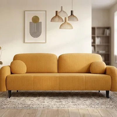 Produktbild von Sofa Beige, Blau mit Schlaffunktion - Modernes Wohnzimmer 2-Sitzer