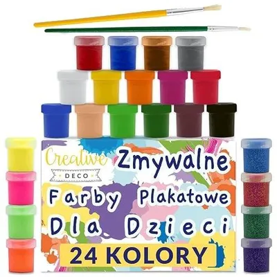 Zdjęcie produktu dla Farby plakatowe zestaw 24 kolory dla dzieci dorosłych kreatywność