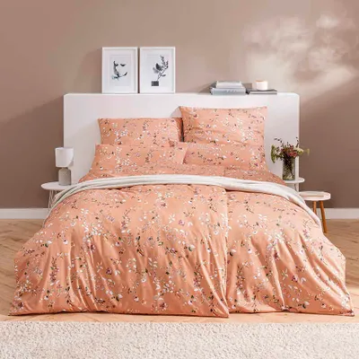 Produktbild von Estella Mako-Satin Bettwäsche 155x220 Phibie Streublümchen mandarine 7911-045