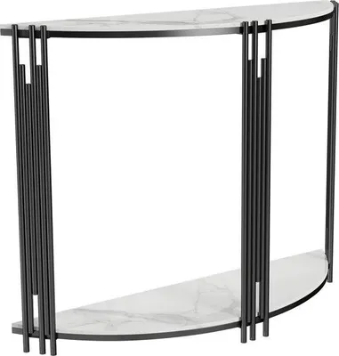 Produktbild von Famanu Sidetable Vielseitig - Halbrund - Marmorlook - Schwarz - Weiß