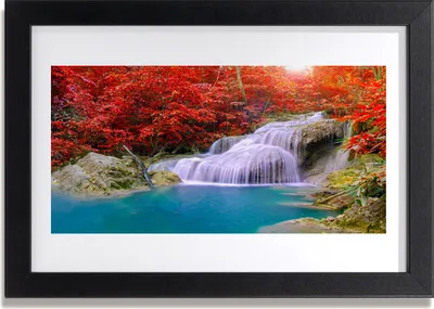 Produktbild von Bild 30x20 MDF-Rahmen Wandkunst Herbst-Wald Wasserfall