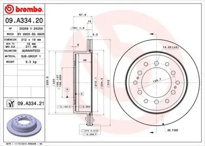 Immagine prodotto di 2x Disco freno BREMBO 09.A334.21