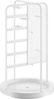 Produktbild von Famanu Schmuckständer - Ohrhängeredner - Kettenorganizer - Metall und MDF - Leichtgewichtig - 20 cm x 20 cm x 33,4 cm