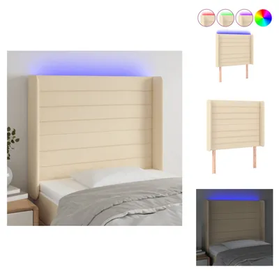 Produktbild von vidaXL LED Kopfteil Creme 93x16x118/128 cm Stoff -  Kopf- & Fußenden