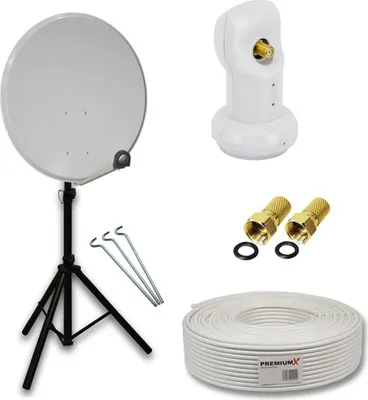 Produktbild von PremiumX Camping SAT Anlage 60cm Antenne Single LNB Stativ Kabel F-Stecker