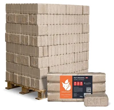 Produktbild von Heizfuxx RUF Red Holzbriketts Hartholz 10kg x 96 Gebinde 960kg Palette