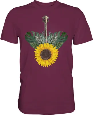 Produktbild von Ukulele Sonnenblumen T-Shirt Garten Hawaii Motiv Gärtner Geschenk – Burgundy / S